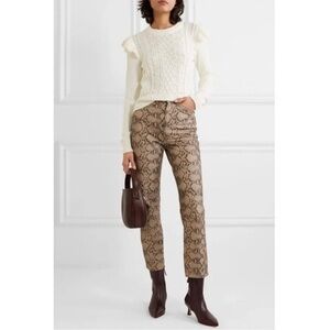 Veronica Beard  Ruffle Shoulder Cable Knit Ivory Sweater